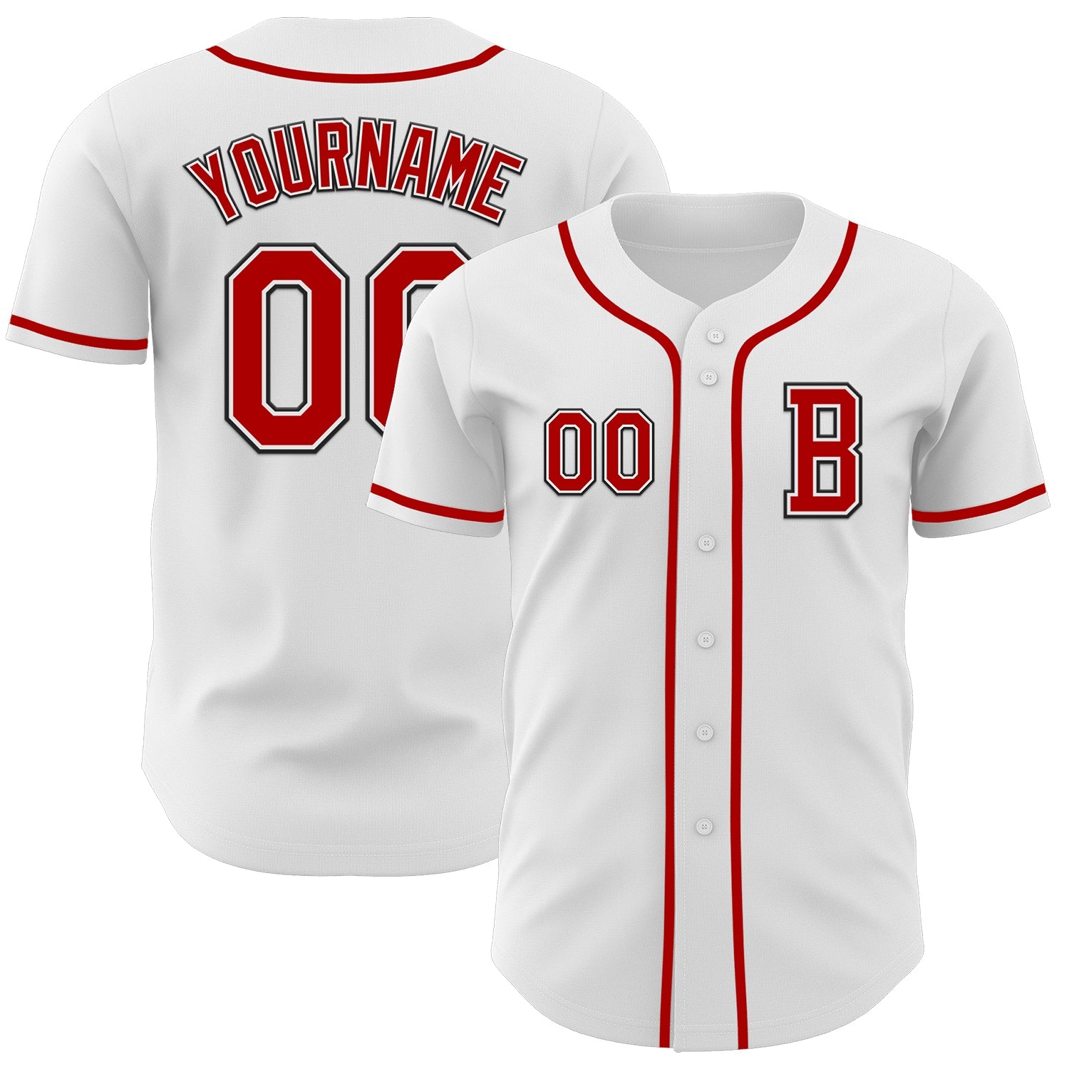 Custom White Red-Black Authentic Baseball Jersey - Sky-Custom