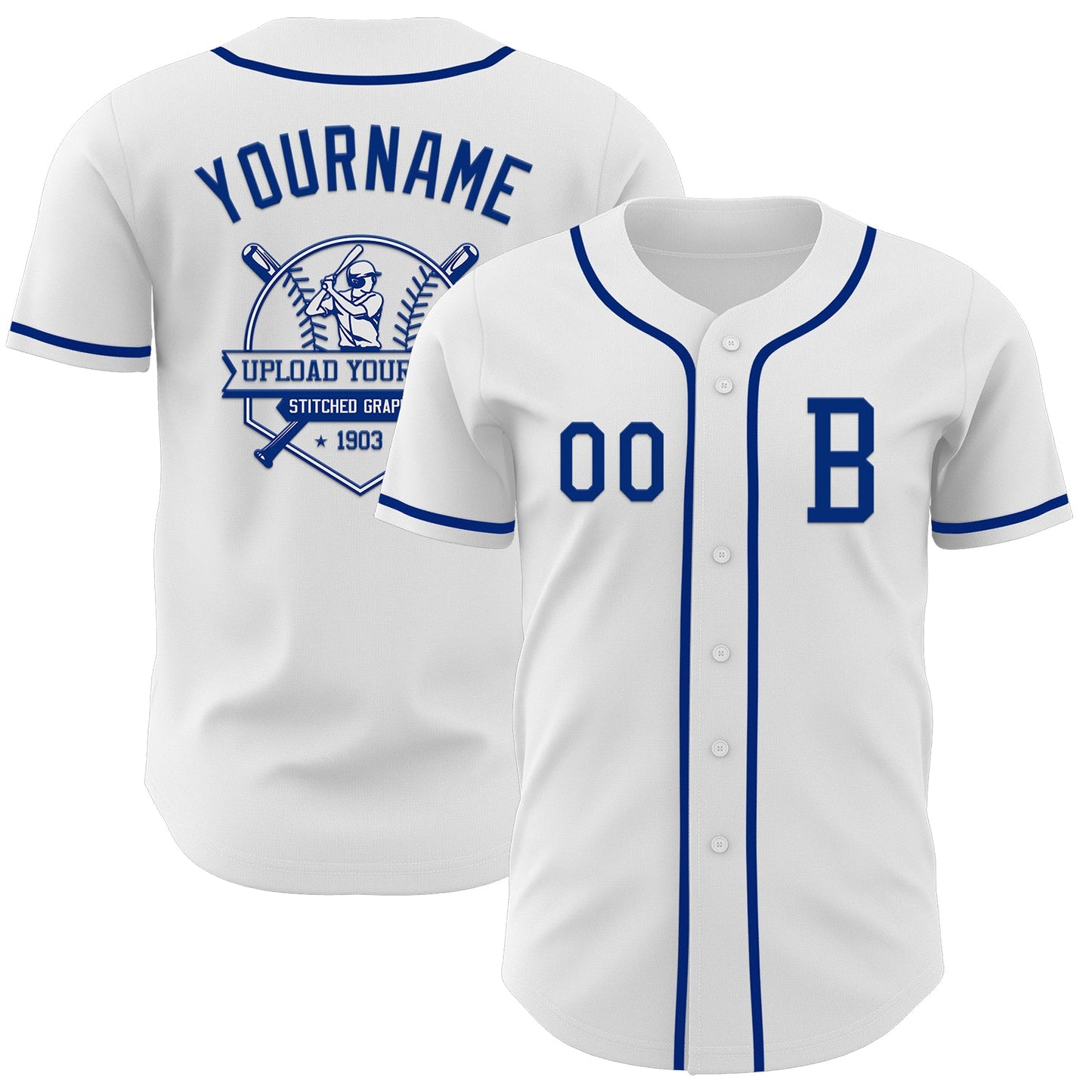 Custom White Royal Authentic Baseball Jersey - Sky-Custom