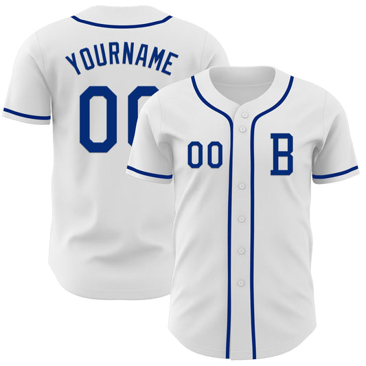 Custom White Royal Authentic Baseball Jersey - Sky-Custom