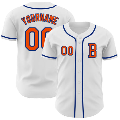 Custom White Orange-Royal Authentic Baseball Jersey - Sky-Custom
