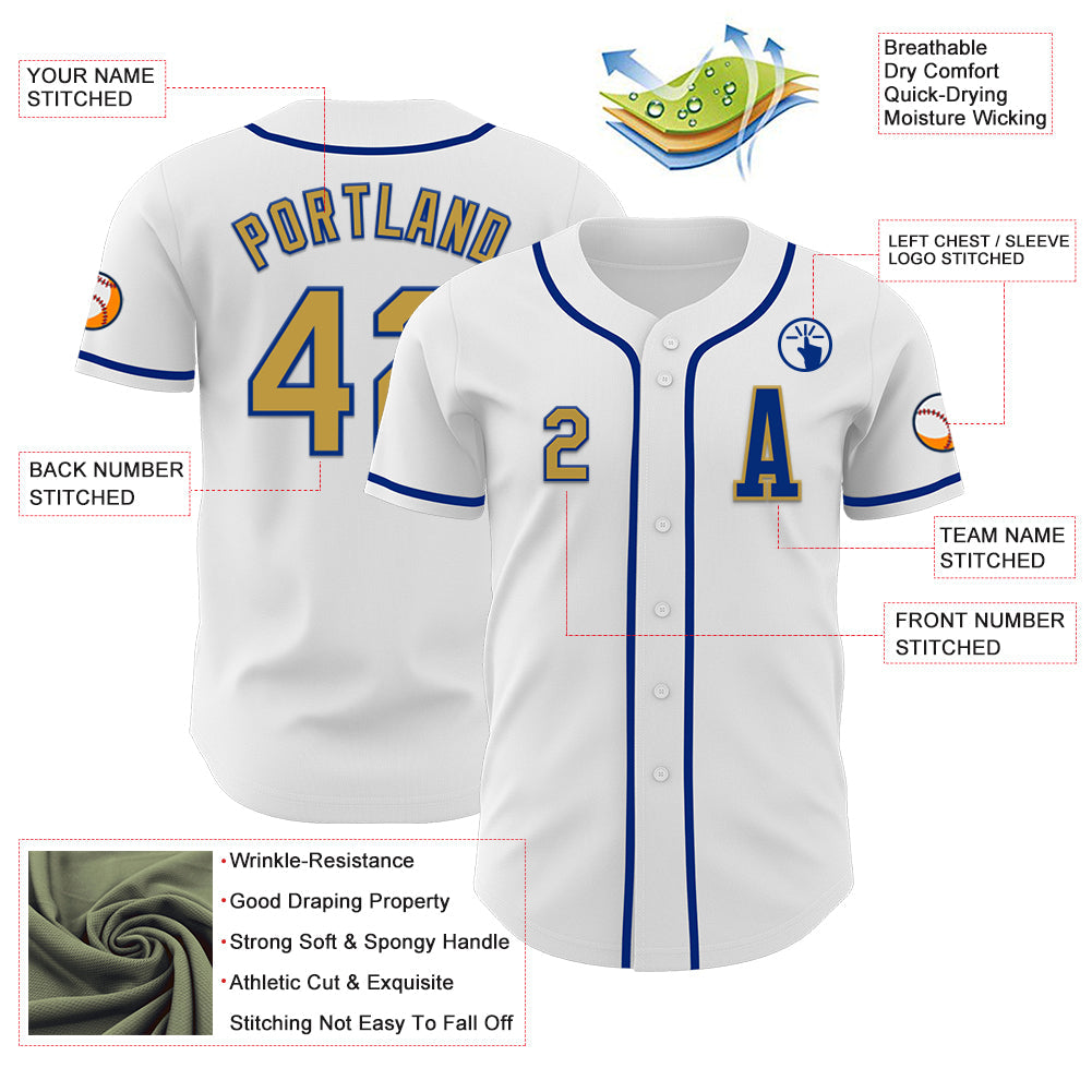 Custom White Old Gold-Royal Authentic Baseball Jersey - Sky-Custom