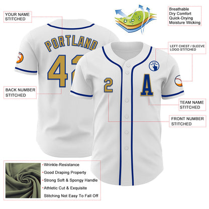 Custom White Old Gold-Royal Authentic Baseball Jersey - Sky-Custom