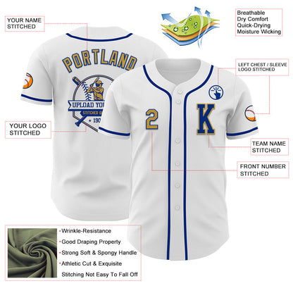 Custom White Old Gold-Royal Authentic Baseball Jersey - Sky-Custom