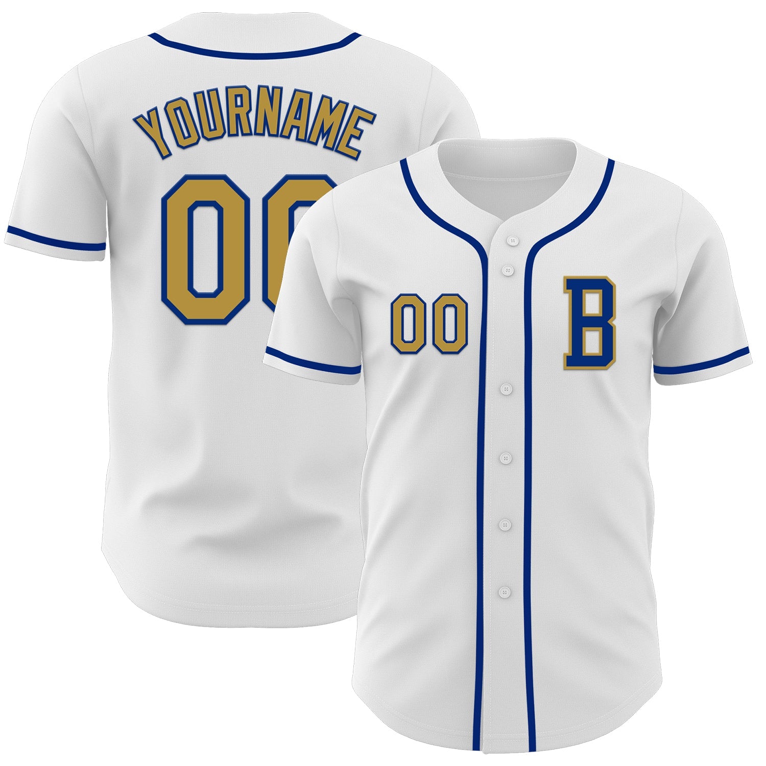 Custom White Old Gold-Royal Authentic Baseball Jersey - Sky-Custom