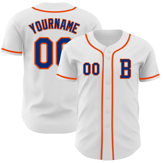 Custom White Royal-Orange Authentic Baseball Jersey - Sky-Custom