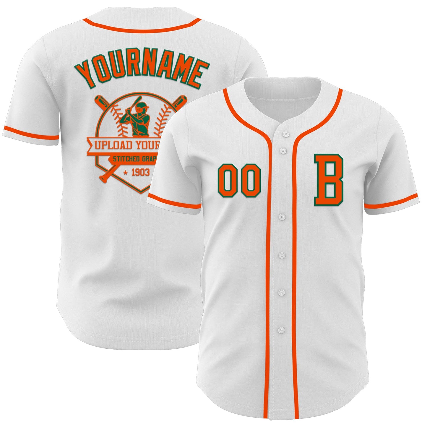 Custom White Orange-Kelly Green Authentic Baseball Jersey - Sky-Custom