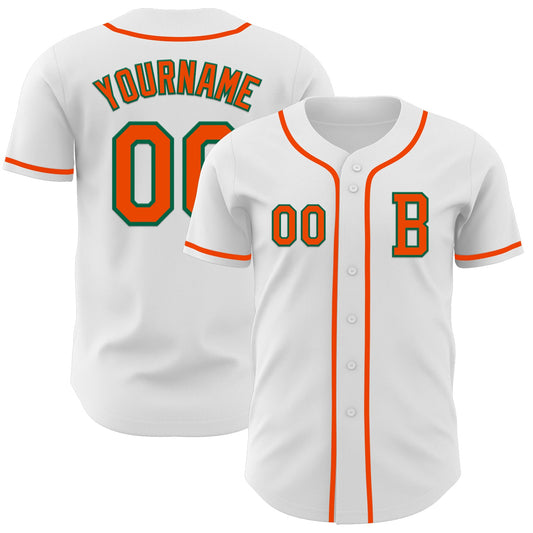 Custom White Orange-Kelly Green Authentic Baseball Jersey - Sky-Custom