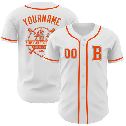 Custom White Orange-Gray Authentic Baseball Jersey - Sky-Custom