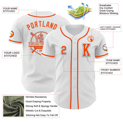 Custom White Orange-Gray Authentic Baseball Jersey - Sky-Custom