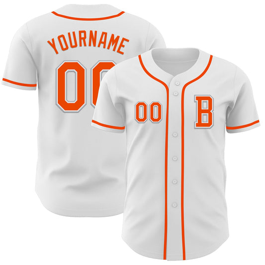 Custom White Orange-Gray Authentic Baseball Jersey - Sky-Custom