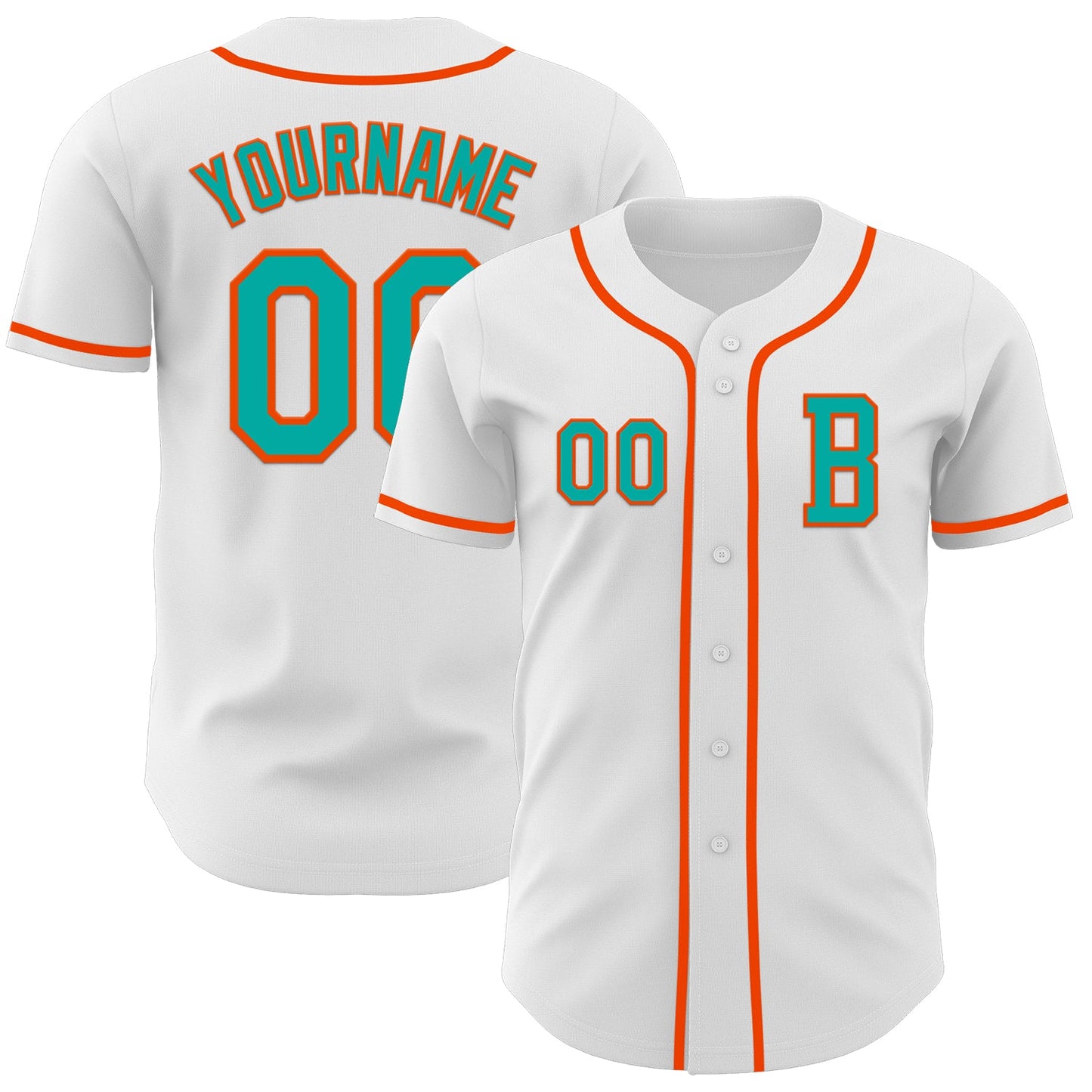 Custom White Aqua-Orange Authentic Baseball Jersey - Sky-Custom