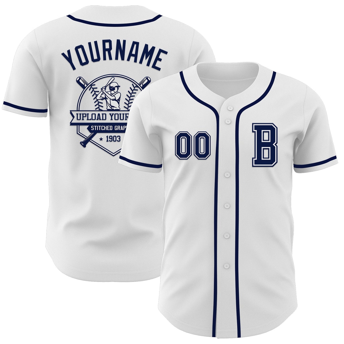 Custom White Navy Authentic Baseball Jersey - Sky-Custom