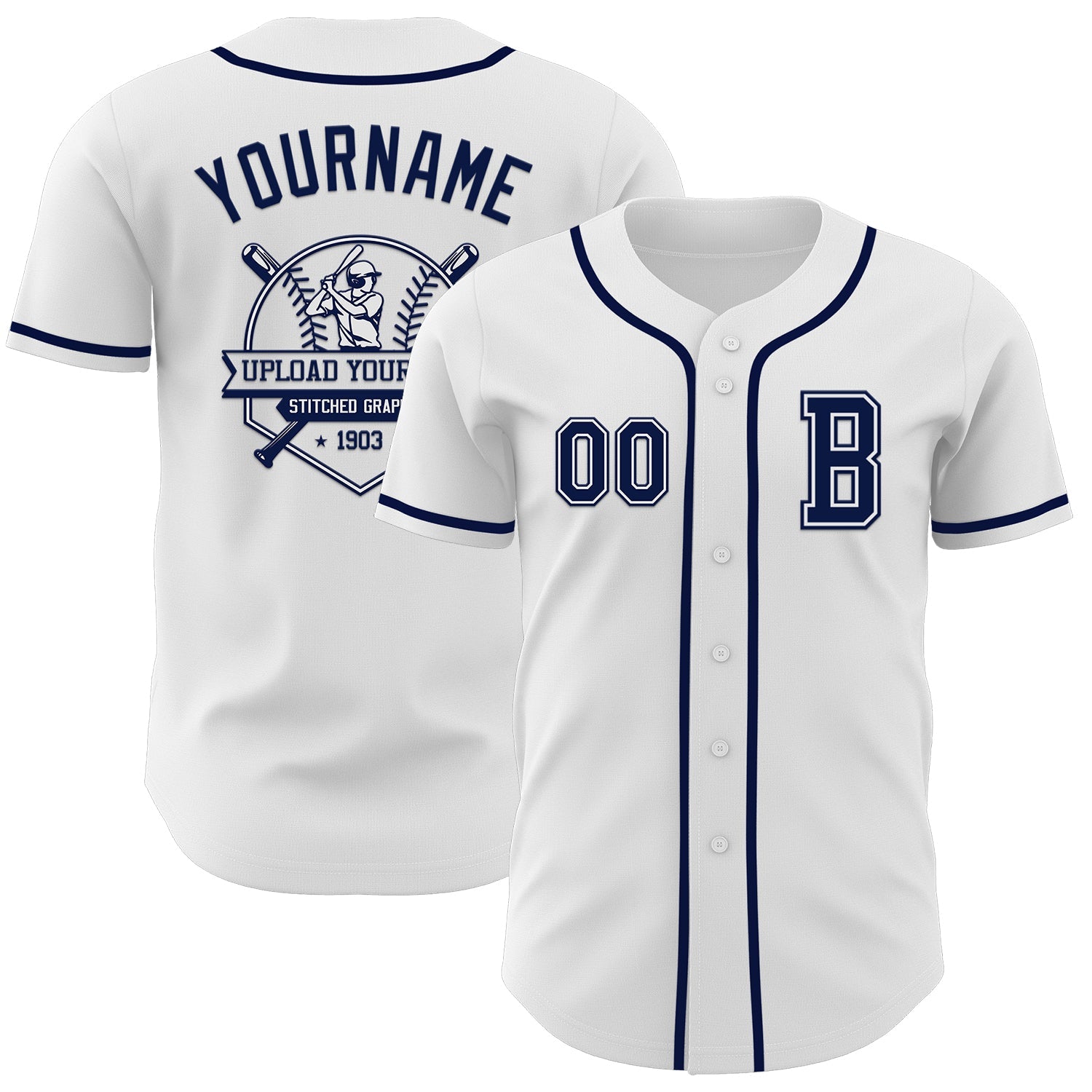 Custom White Navy Authentic Baseball Jersey - Sky-Custom