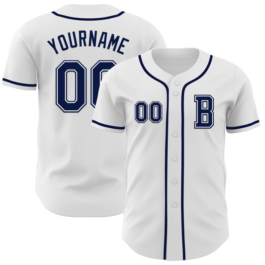 Custom White Navy Authentic Baseball Jersey - Sky-Custom
