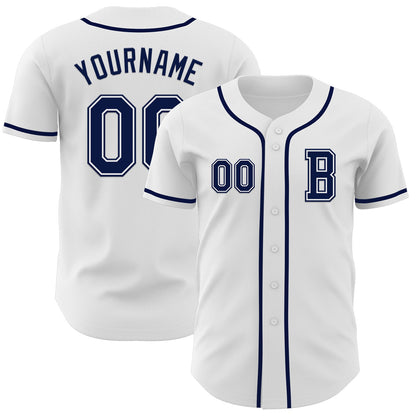 Custom White Navy Authentic Baseball Jersey - Sky-Custom