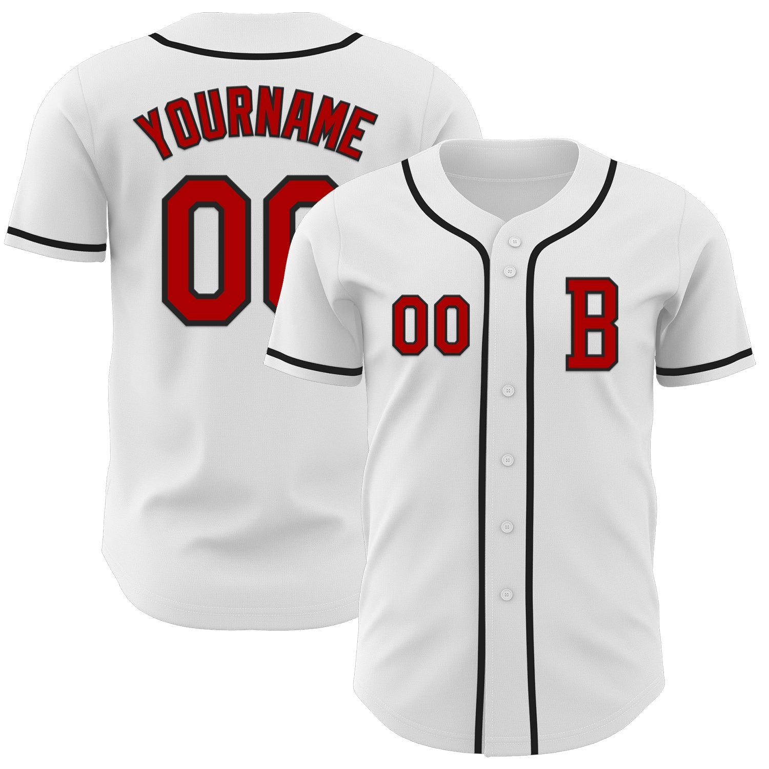 Custom White Red-Black Authentic Baseball Jersey - Sky-Custom