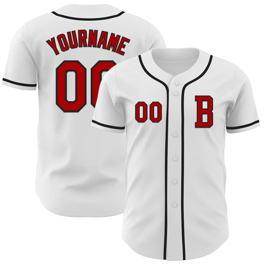 Custom White Red-Black Authentic Baseball Jersey - Sky-Custom