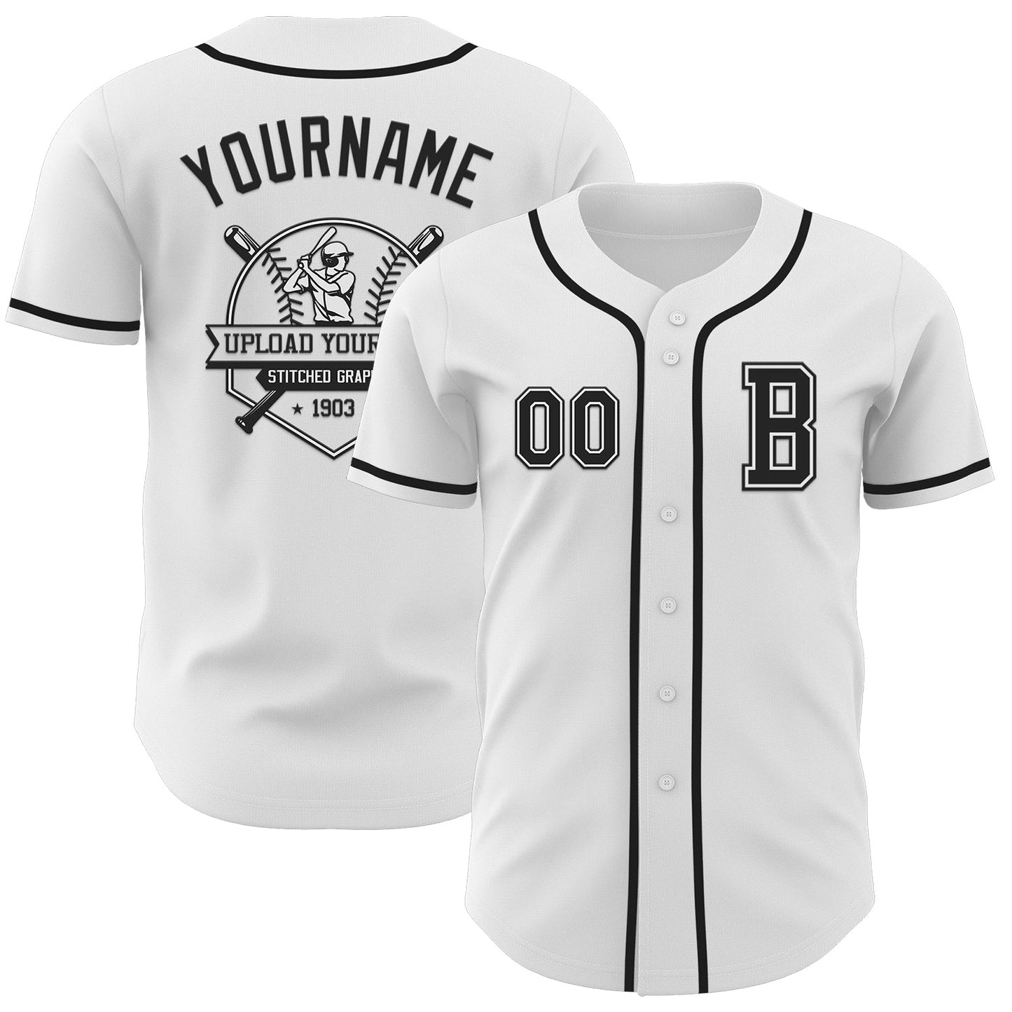 Custom White Black Authentic Baseball Jersey - Sky-Custom