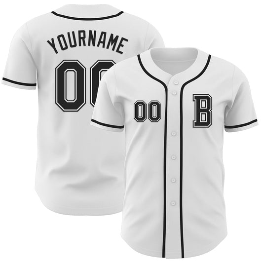 Custom White Black Authentic Baseball Jersey - Sky-Custom