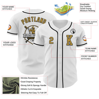 Custom White Old Gold-Black Authentic Baseball Jersey - Sky-Custom