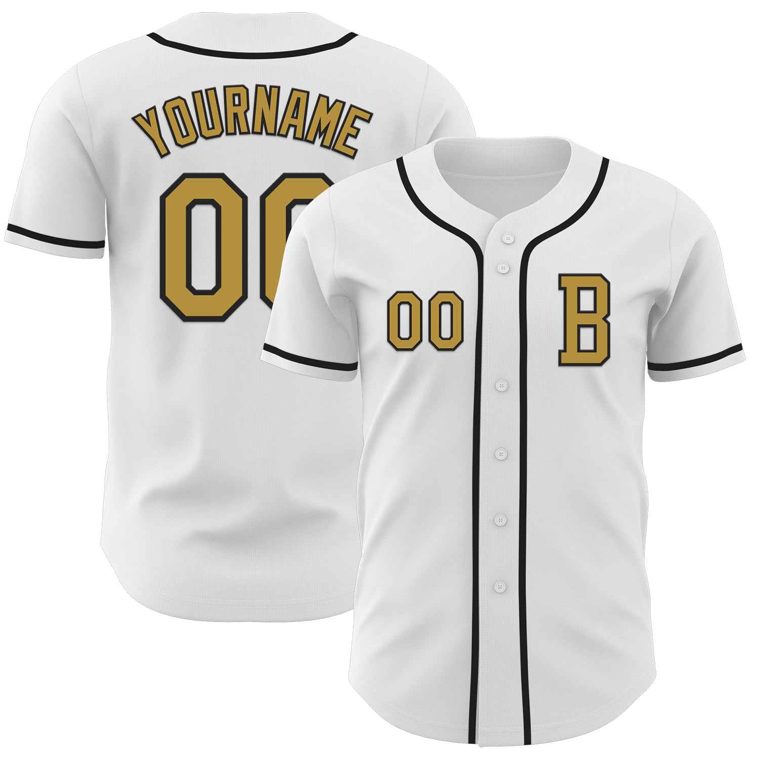 Custom White Old Gold-Black Authentic Baseball Jersey - Sky-Custom
