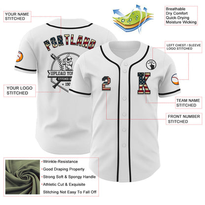 Custom White Vintage USA Flag-Black Authentic Baseball Jersey - Sky-Custom