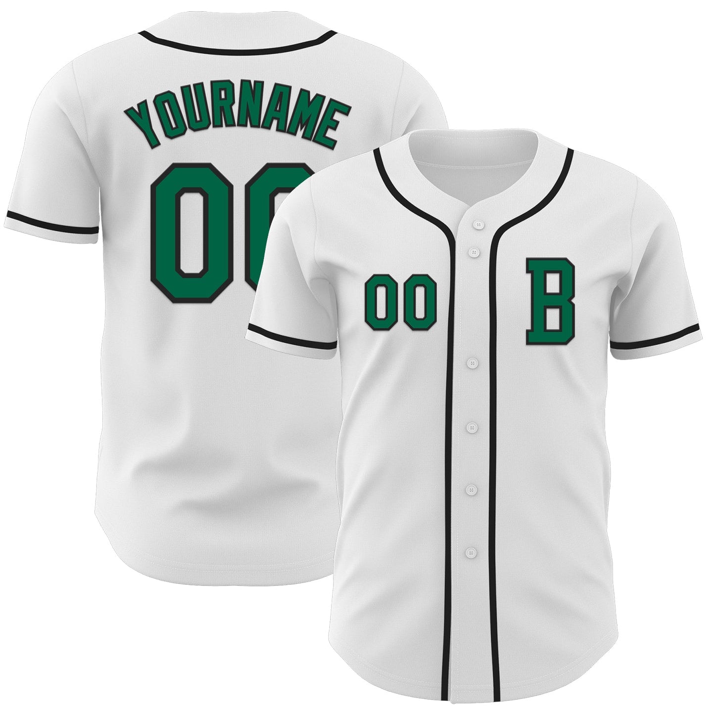 Custom White Kelly Green-Black Authentic Baseball Jersey - Sky-Custom