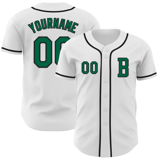 Custom White Kelly Green-Black Authentic Baseball Jersey - Sky-Custom