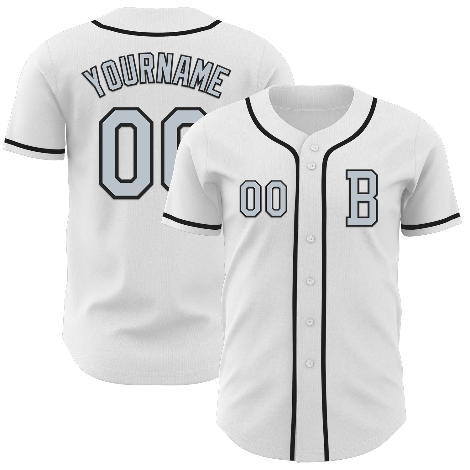 Custom White Silver-Black Authentic Baseball Jersey - Sky-Custom
