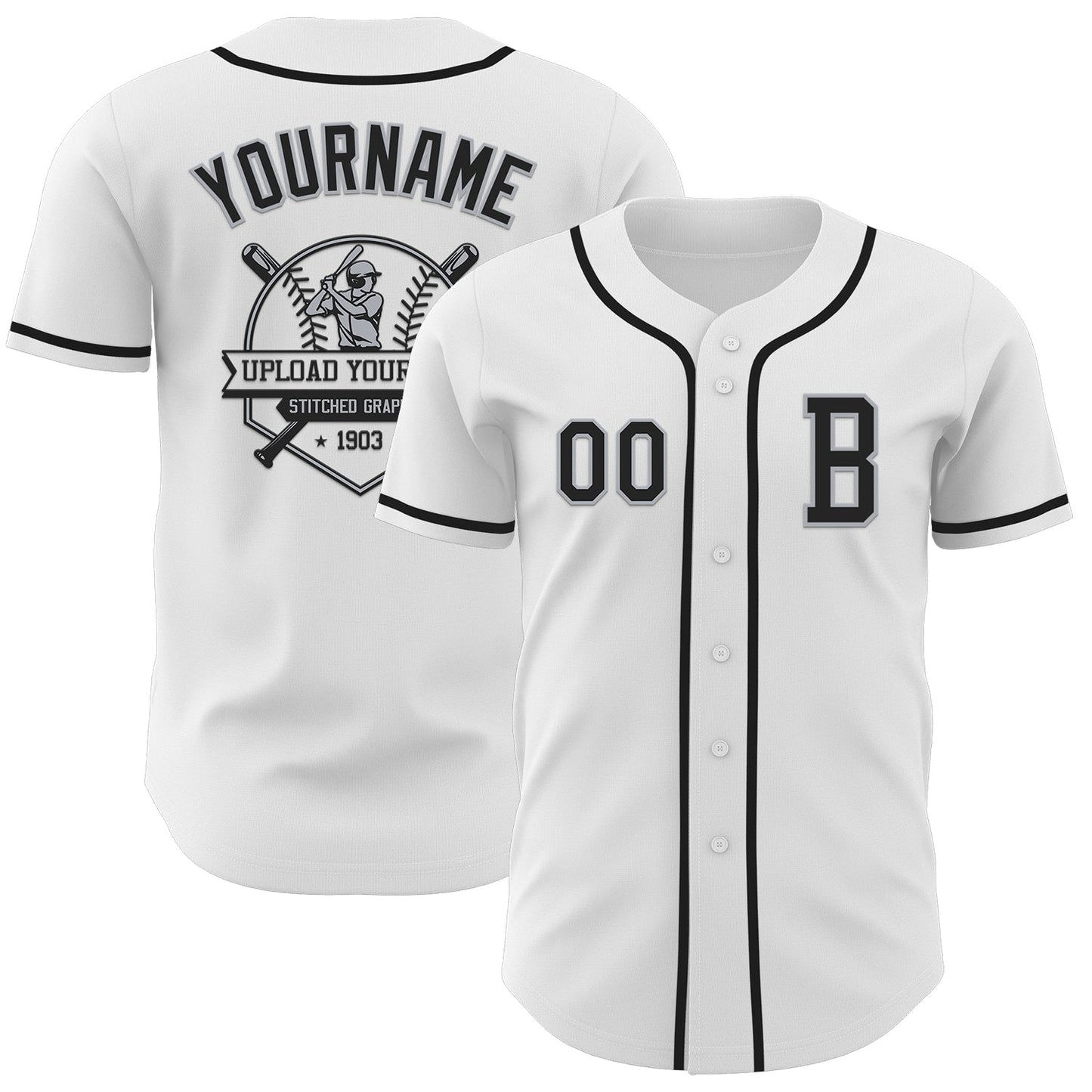 Custom White Black-Gray Authentic Baseball Jersey - Sky-Custom