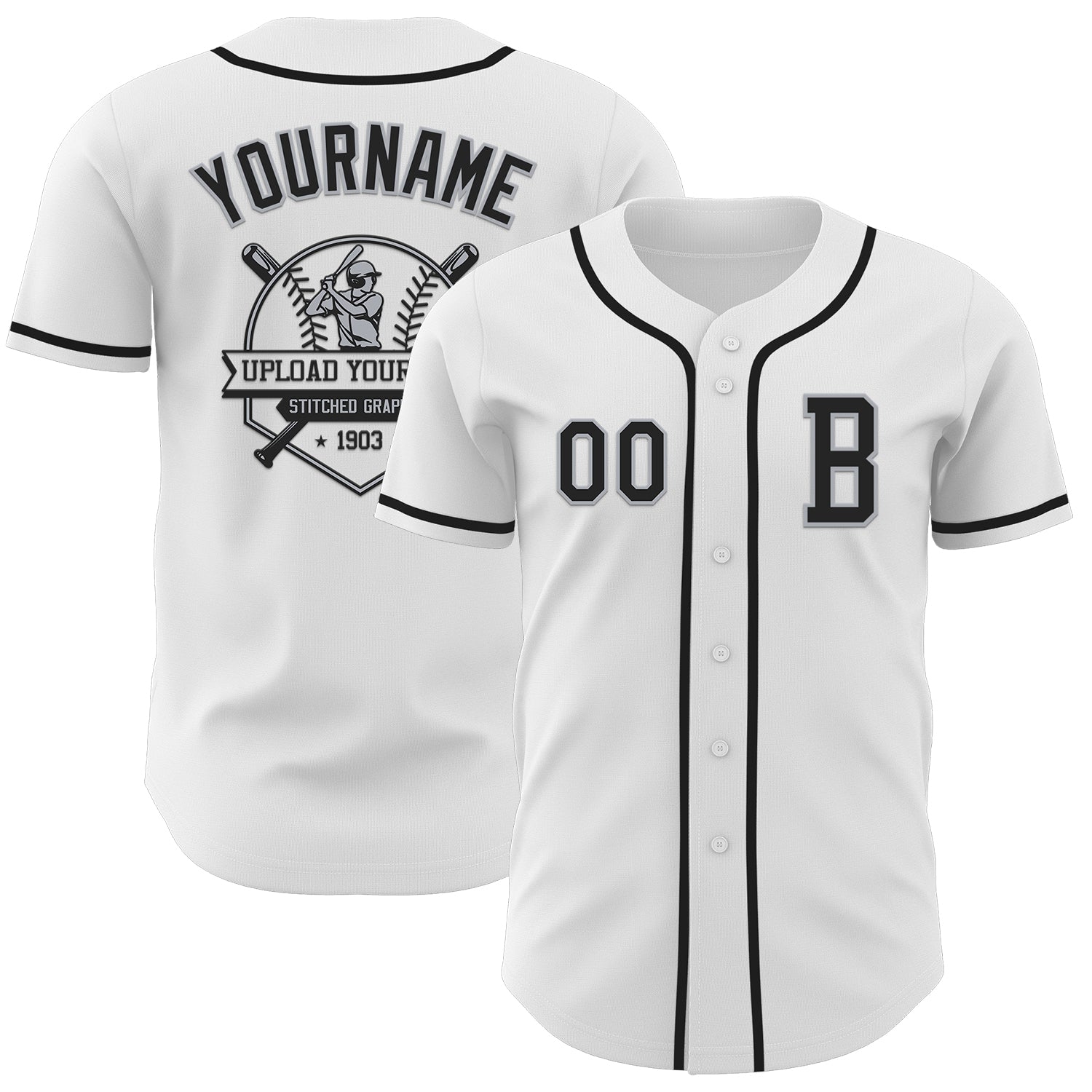 Custom White Black-Gray Authentic Baseball Jersey - Sky-Custom