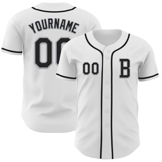Custom White Black-Gray Authentic Baseball Jersey - Sky-Custom