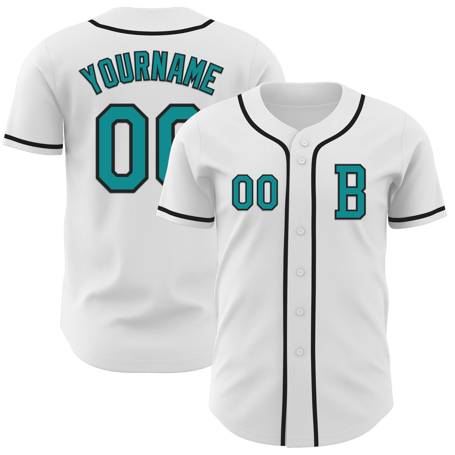 Custom White Teal-Black Authentic Baseball Jersey - Sky-Custom