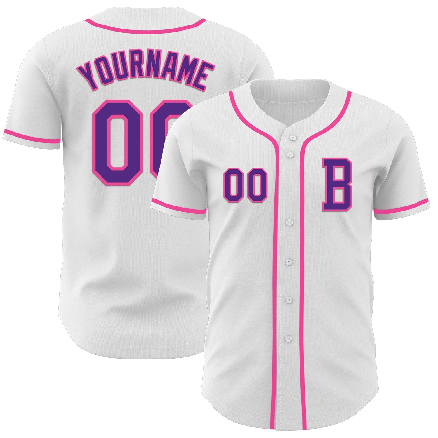 Custom White Purple-Pink Authentic Baseball Jersey - Sky-Custom