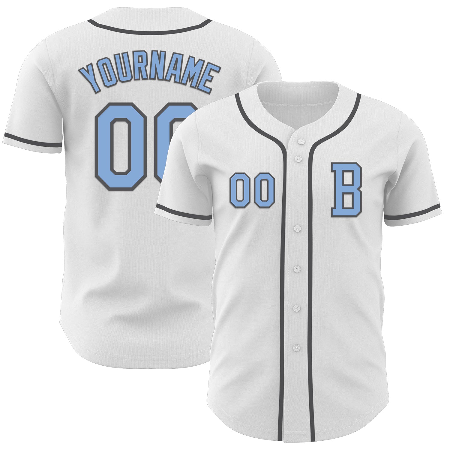 Custom White Light Blue-Steel Gray Authentic Baseball Jersey - Sky-Custom