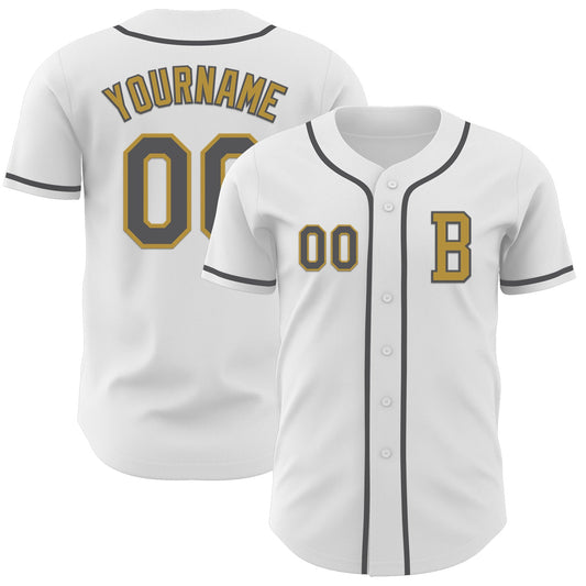 Custom White Steel Gray-Old Gold Authentic Baseball Jersey - Sky-Custom