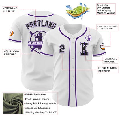 Custom White Black-Purple Authentic Baseball Jersey - Sky-Custom