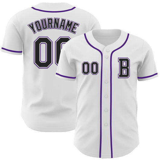 Custom White Black-Purple Authentic Baseball Jersey - Sky-Custom