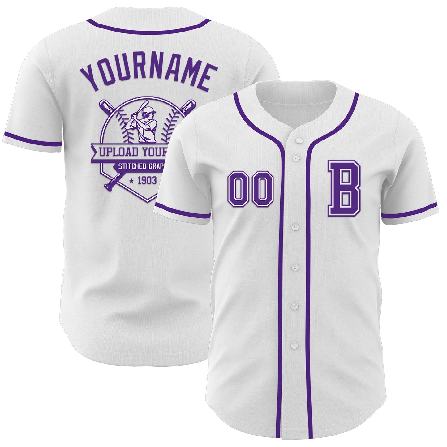 Custom White Purple Authentic Baseball Jersey - Sky-Custom