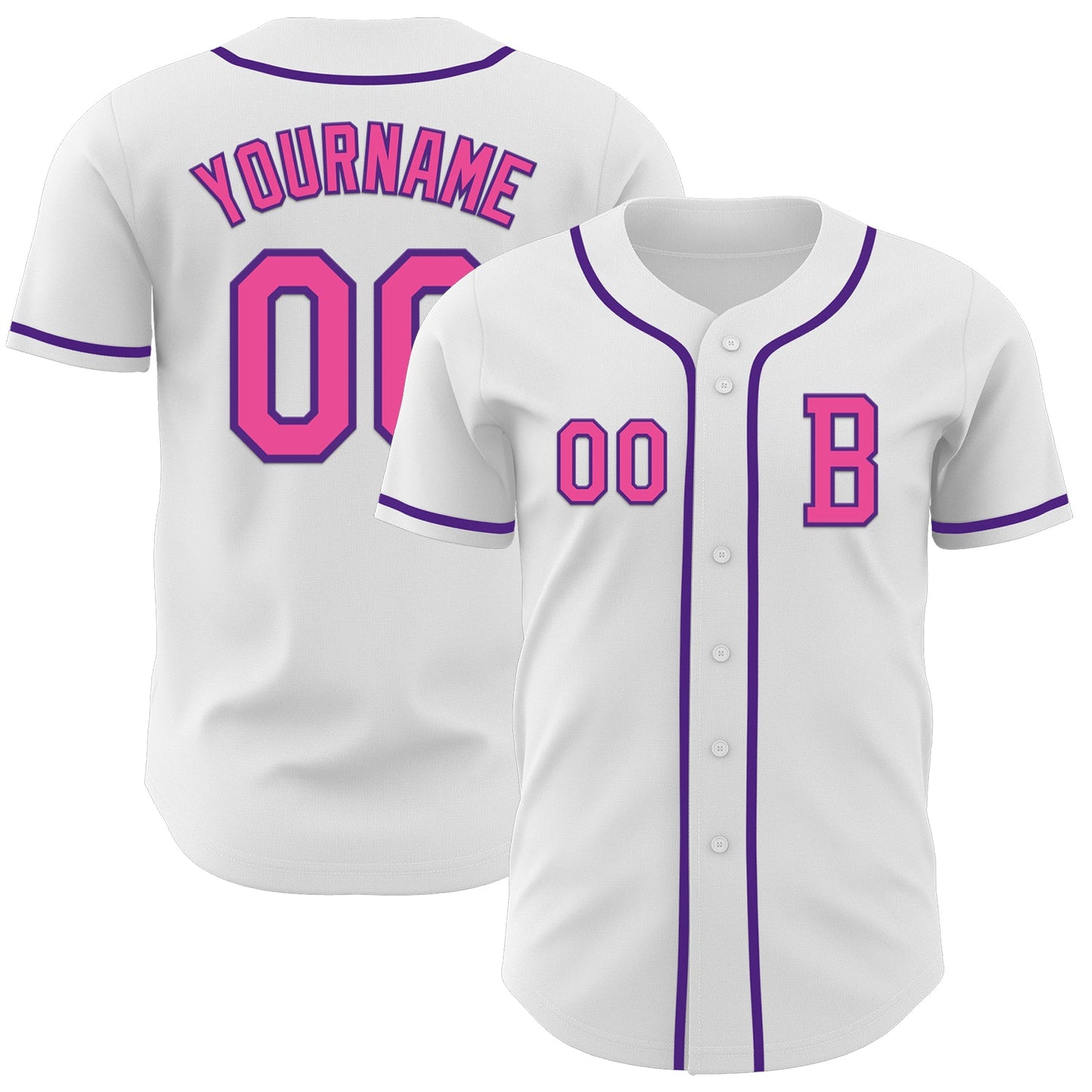 Custom White Pink-Purple Authentic Baseball Jersey - Sky-Custom