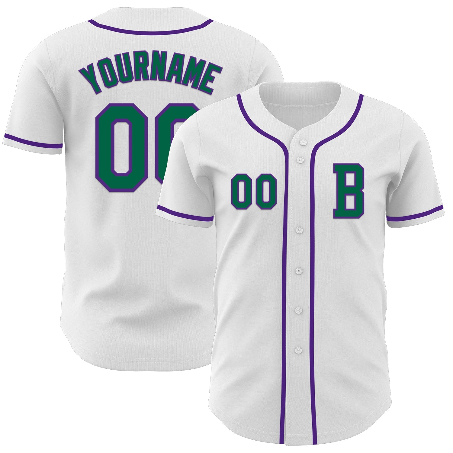 Custom White Kelly Green-Purple Authentic Baseball Jersey - Sky-Custom
