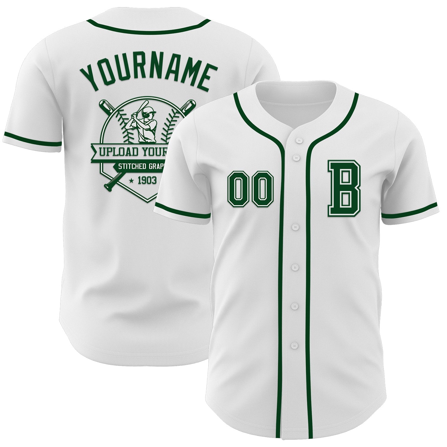 Custom White Green Authentic Baseball Jersey - Sky-Custom