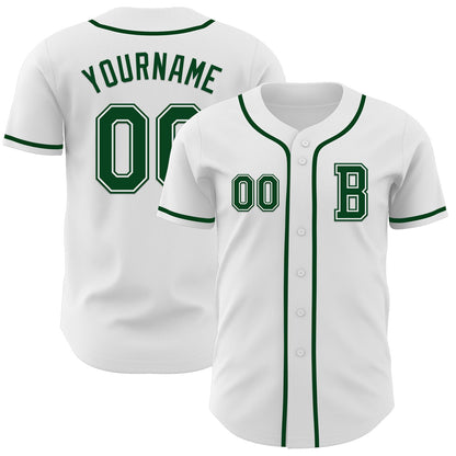 Custom White Green Authentic Baseball Jersey - Sky-Custom