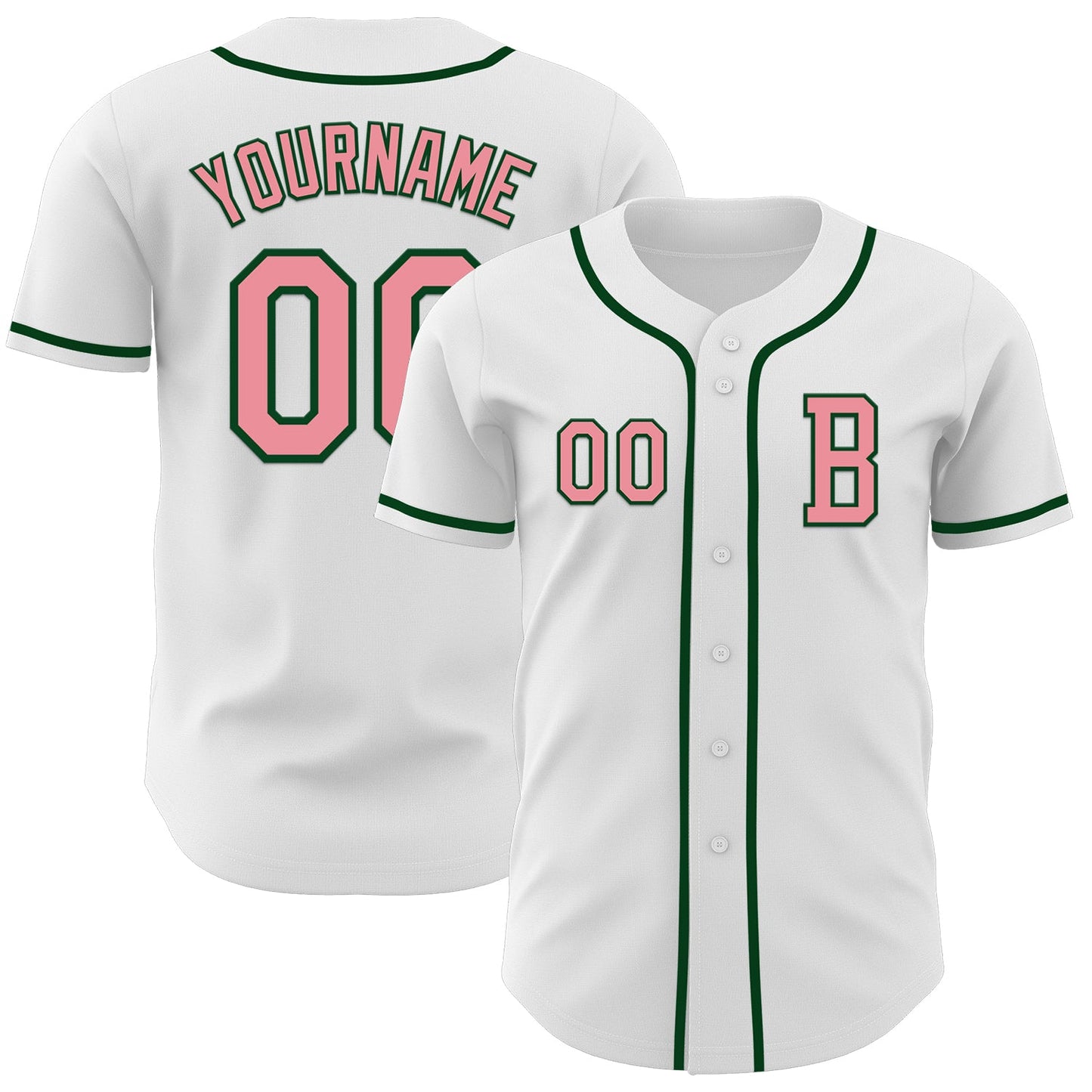 Custom White Medium Pink-Green Authentic Baseball Jersey - Sky-Custom