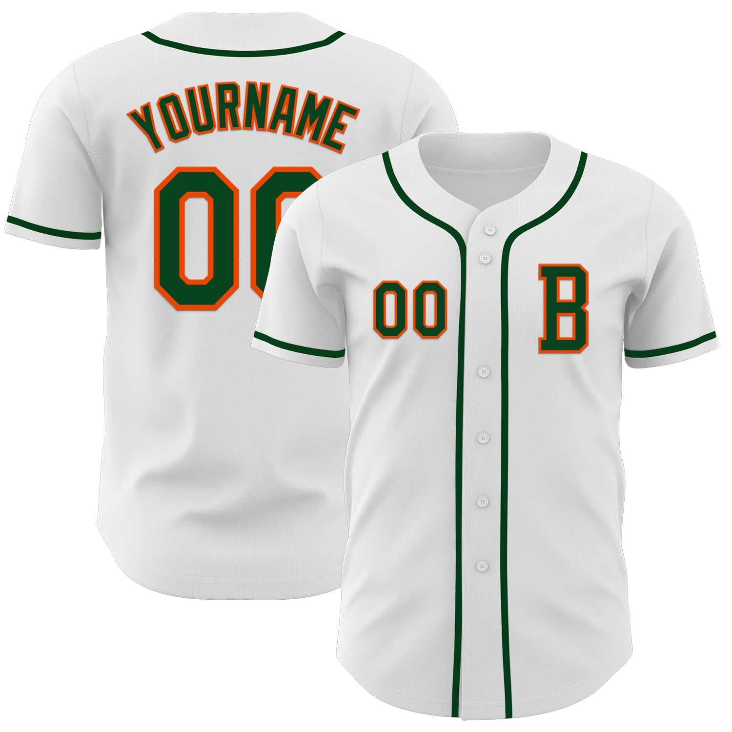 Custom White Green-Orange Authentic Baseball Jersey - Sky-Custom