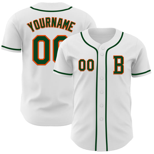 Custom White Green-Orange Authentic Baseball Jersey - Sky-Custom