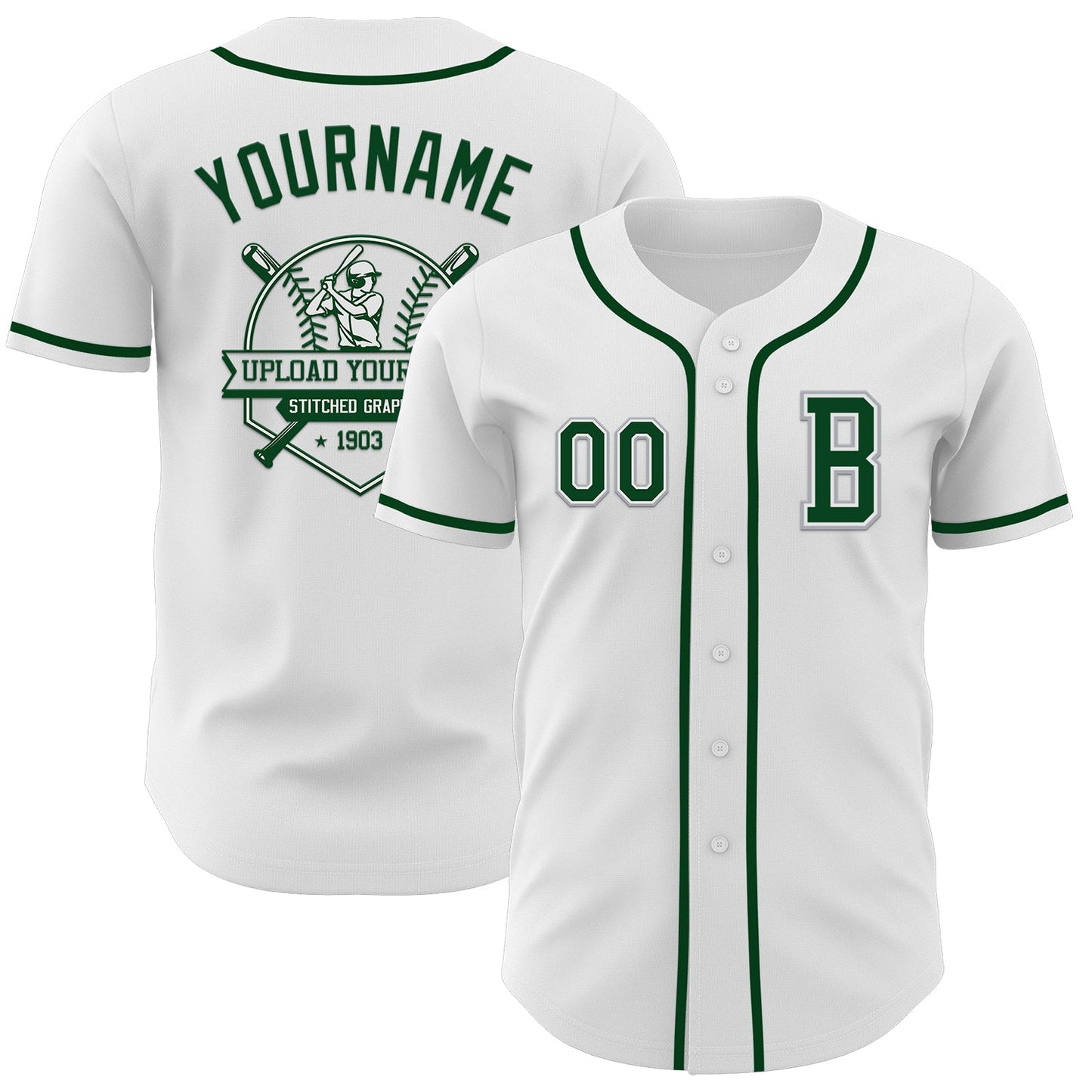 Custom White Green-Gray Authentic Baseball Jersey - Sky-Custom