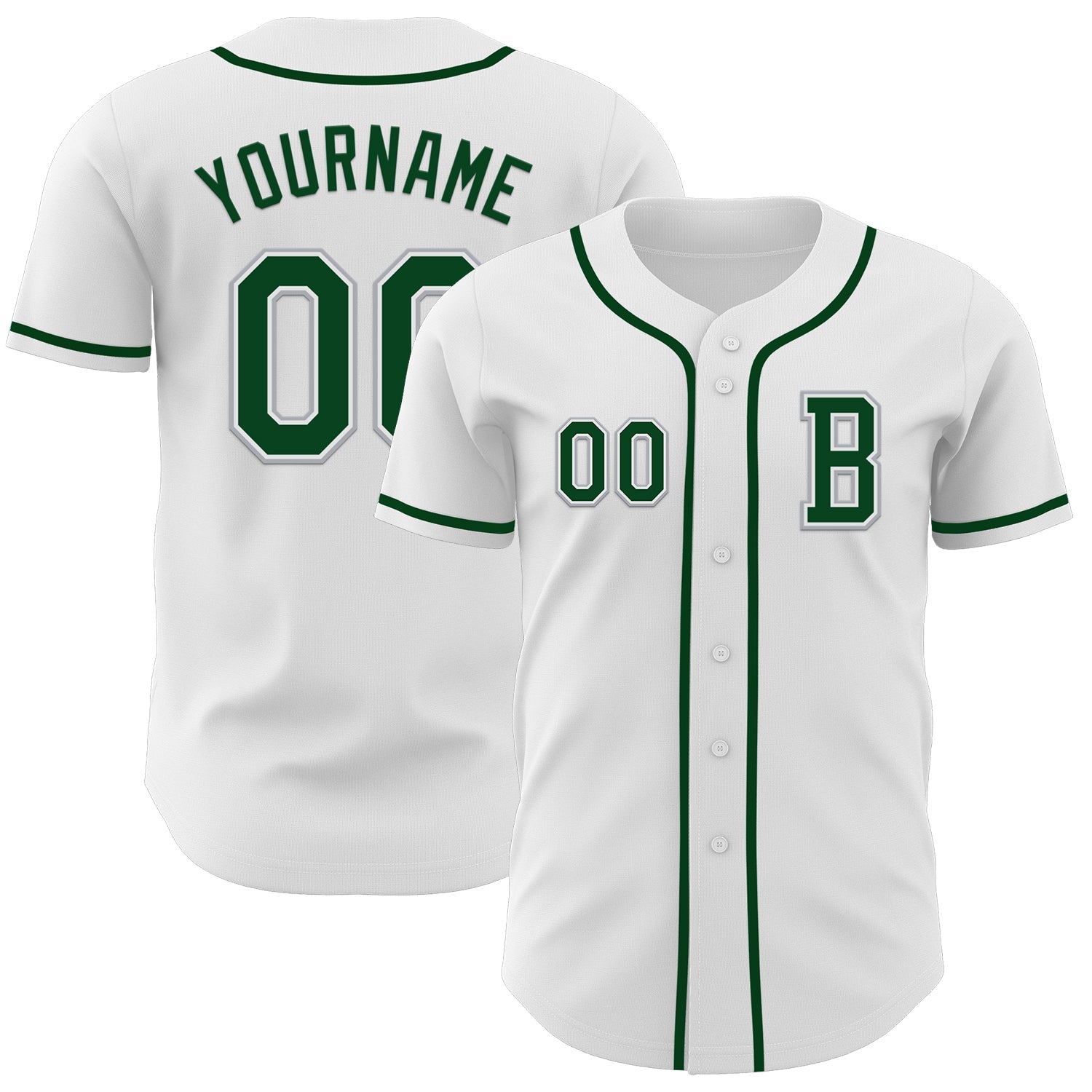 Custom White Green-Gray Authentic Baseball Jersey - Sky-Custom