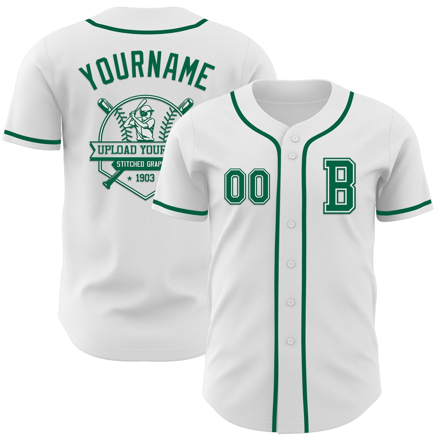 Custom White Kelly Green Authentic Baseball Jersey - Sky-Custom