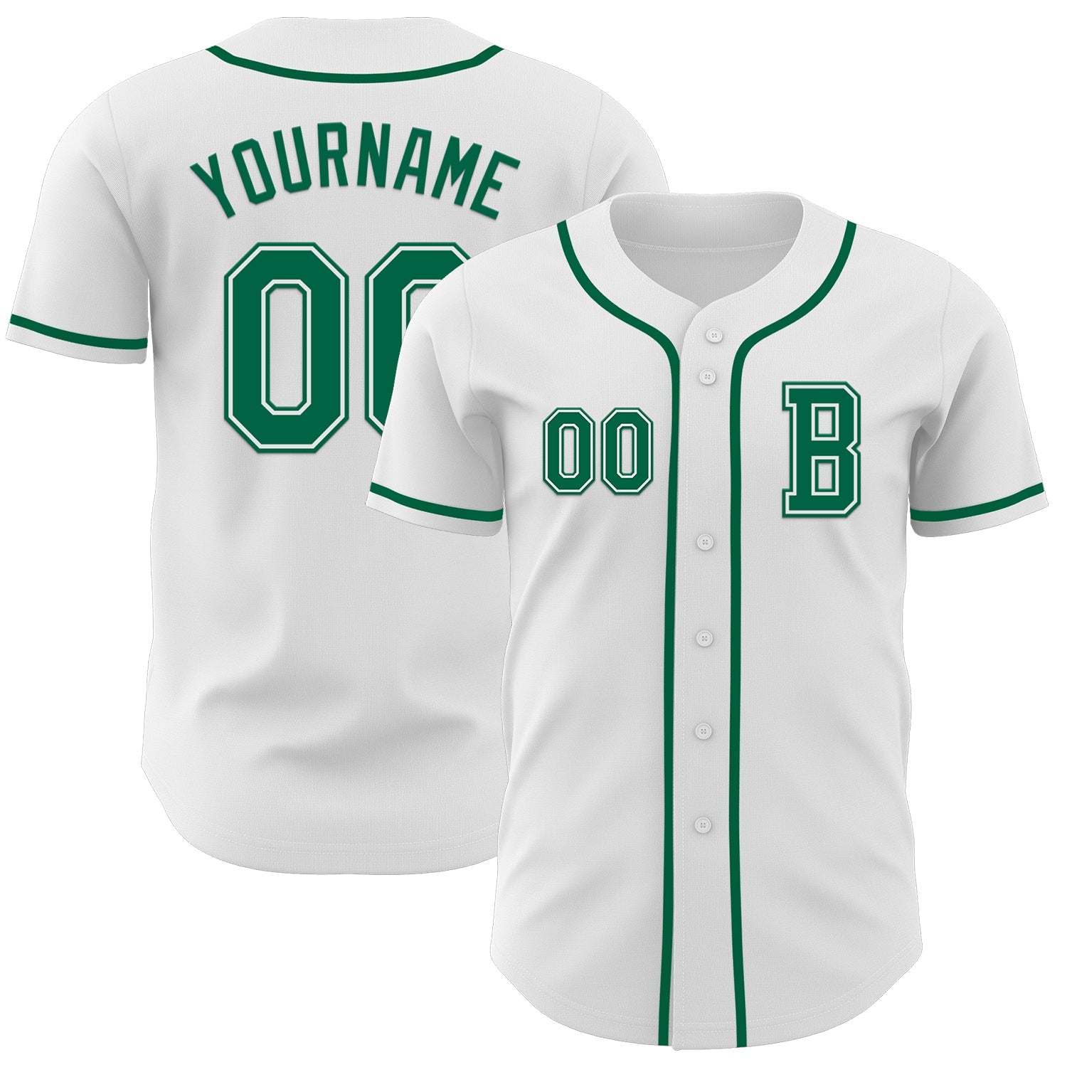 Custom White Kelly Green Authentic Baseball Jersey - Sky-Custom